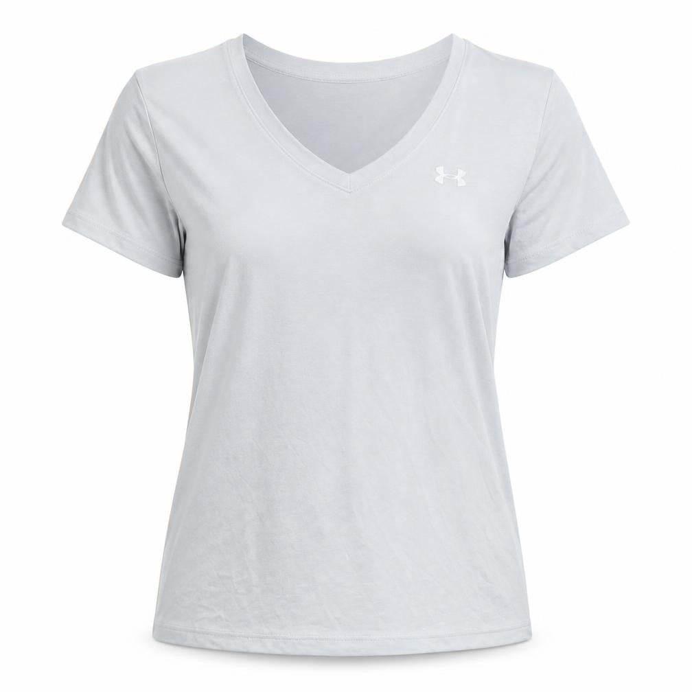 Under Armour Women Grey HeatGear V-Neck Short Sleeve T-Shirt Size L