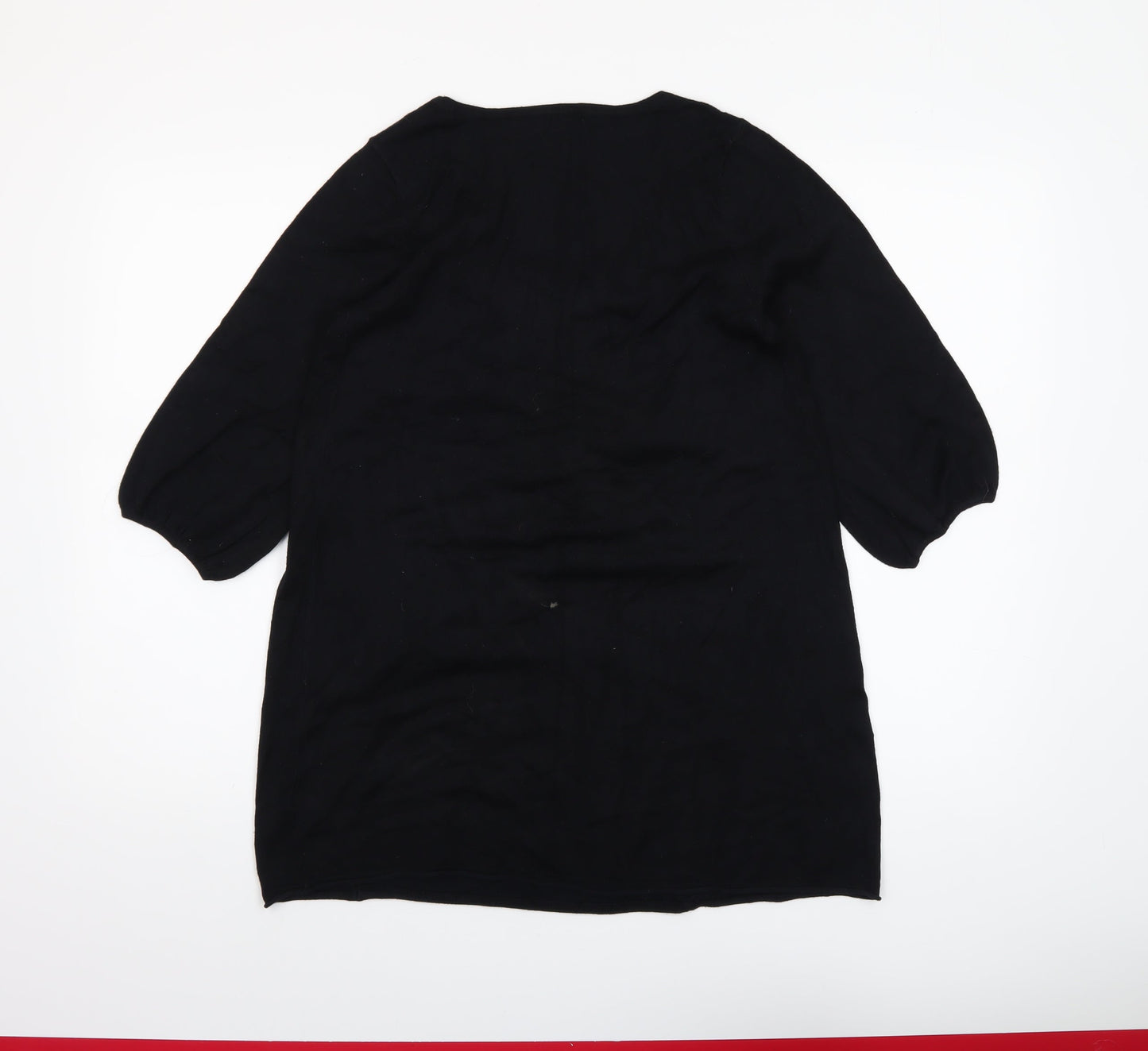 River Island Women’s Black Tunic Jumper Size 12 3/4 Sleeve Scoop Neck