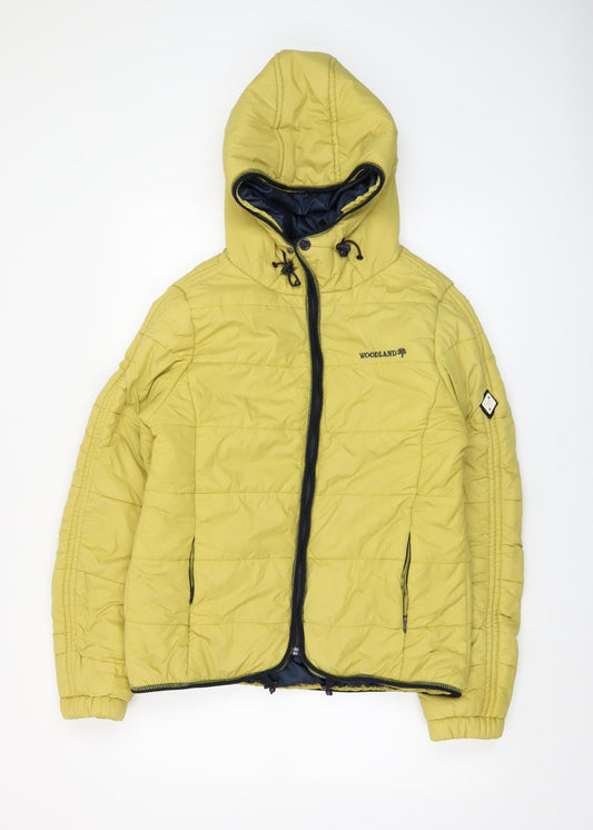 Woodland Active Outfitters Womens Yellow Hooded Puffer Jacket L