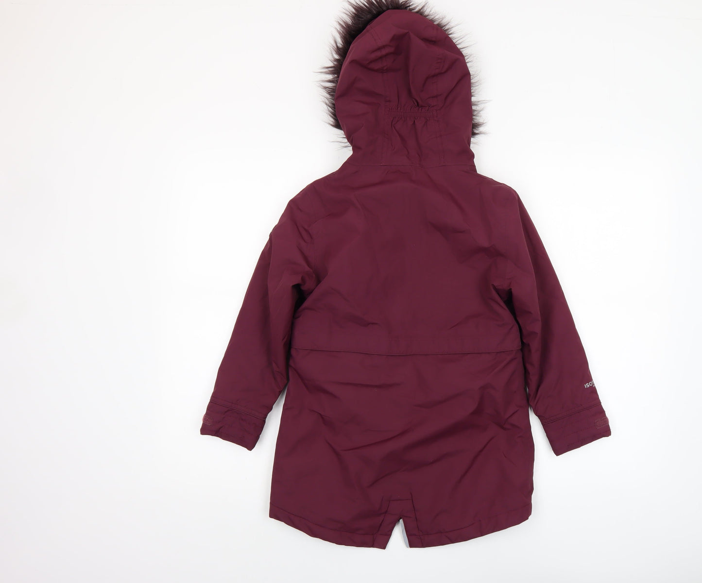 Regatta Girls Red Hooded Parka Coat 7-8 Years Polyester Lined Waterproof