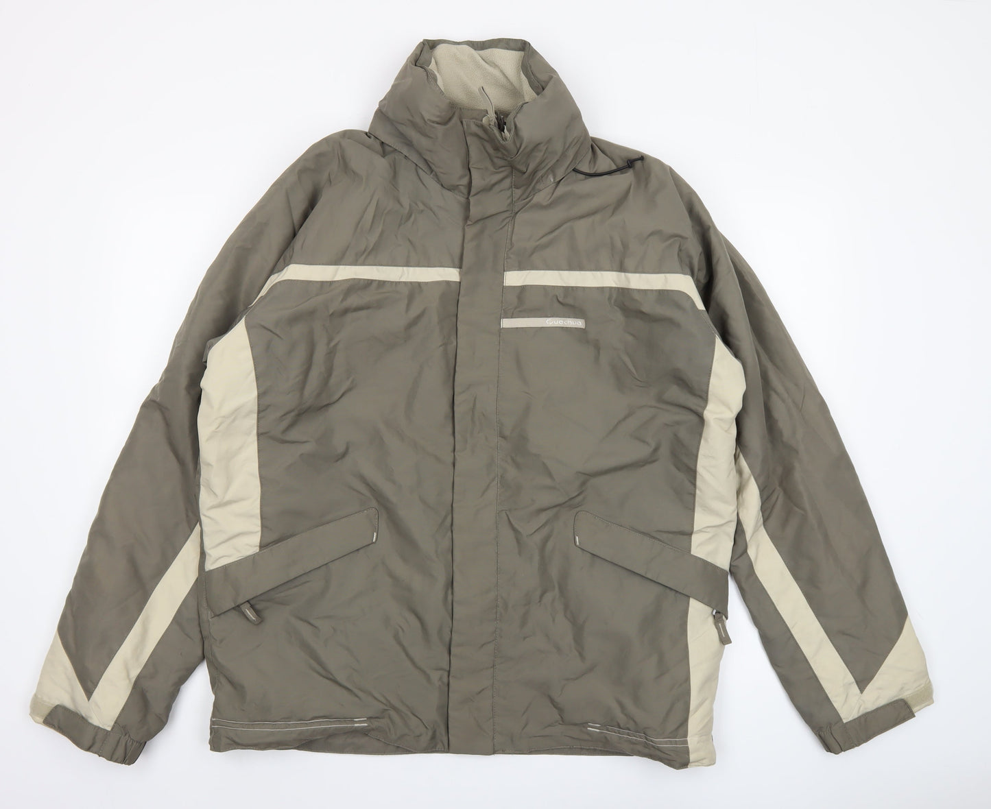 Quechua Men Green L Waterproof Outdoor Hiking Parka Jacket