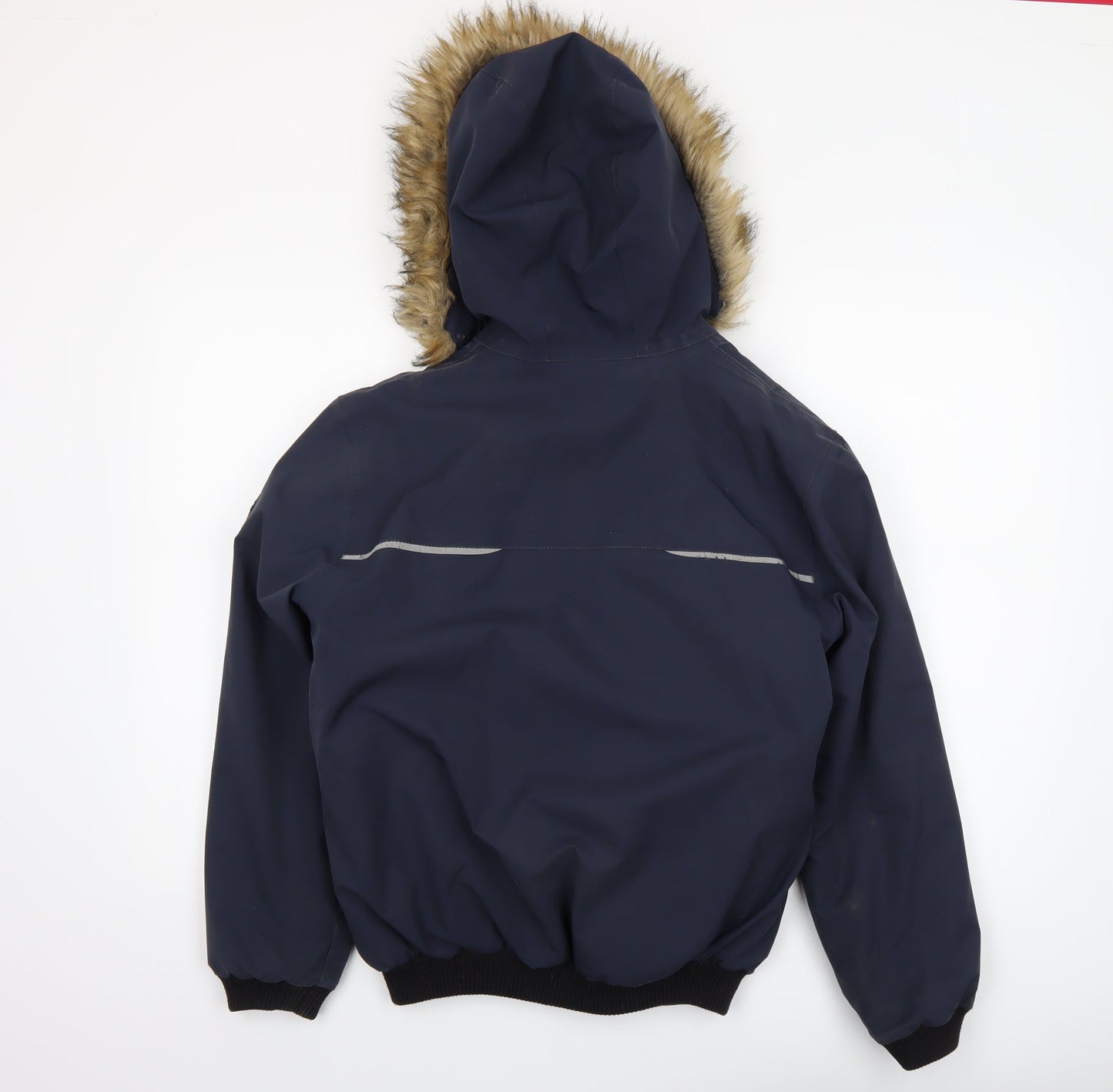 Quechua Boys Blue Waterproof Winter Parka Coat 10 Years Hooded Fur Trim