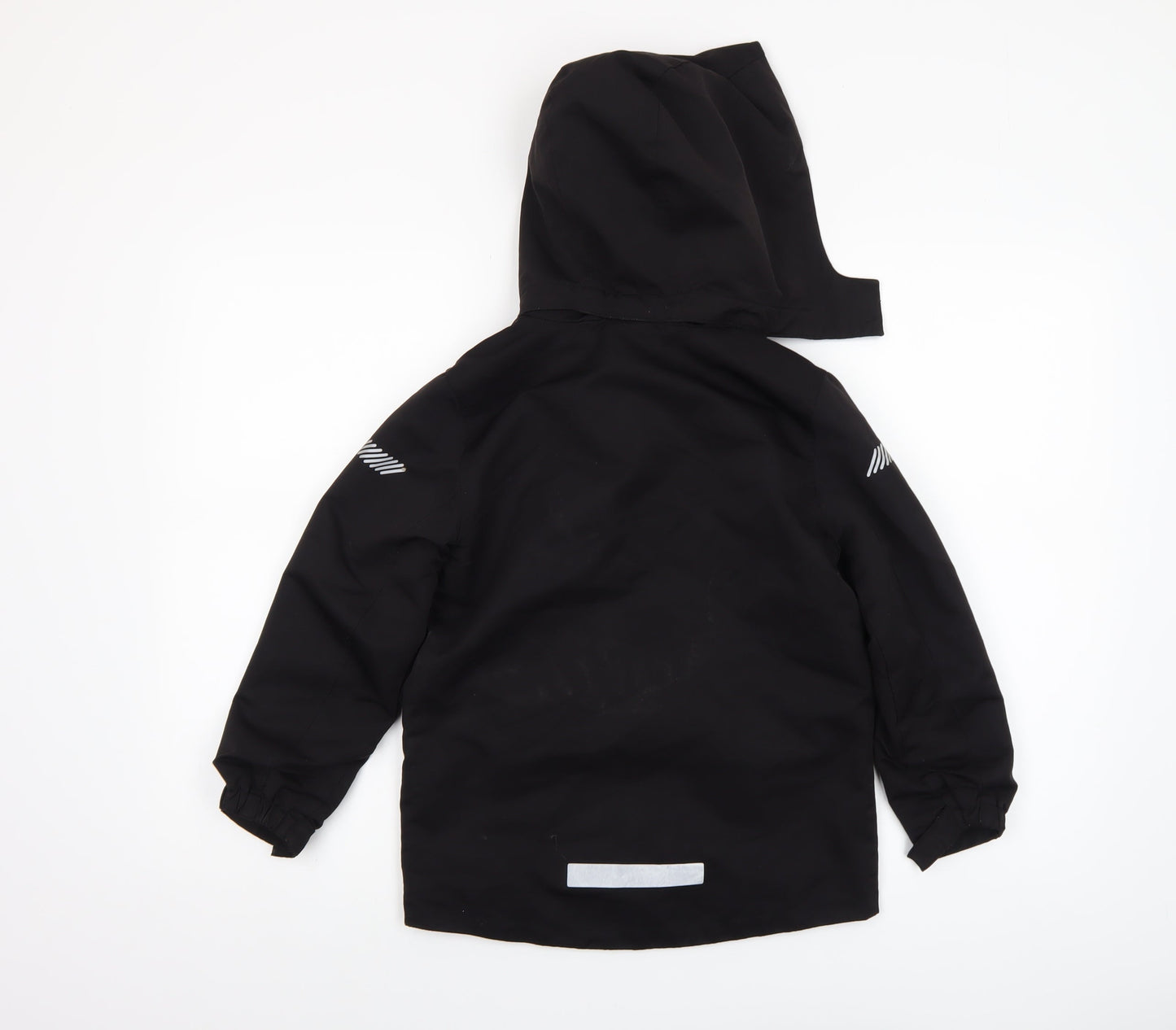 H&M Boys Black Hooded Parka Coat 6-7 Years Lined Water Resistant
