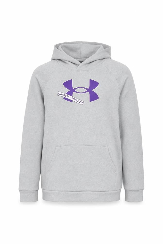 Under Armour Boys Grey Hoodie YXL Loose Fit Cotton Blend Pullover