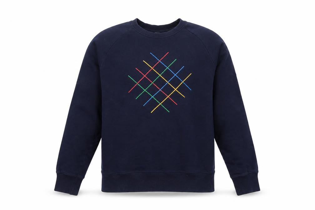 Earth Positive Men’s Blue Embroidered Geometric Sweatshirt L