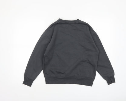 Close-up detail of Zara boys’ black pixel snowing christmas graphic pullover sweatshirt 10 years