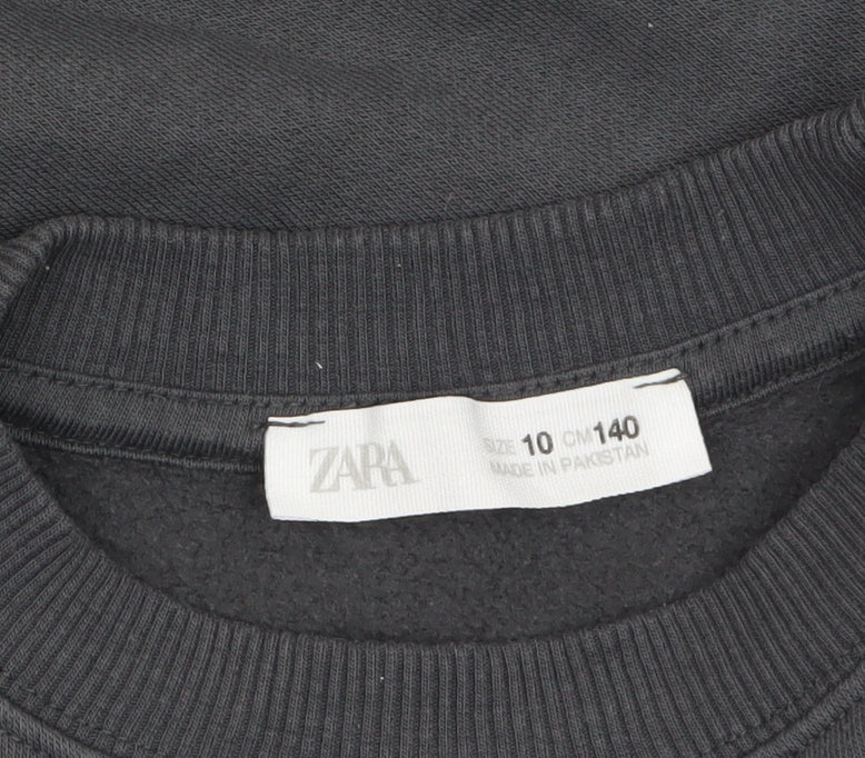 Zara Boys Black Pixel Snowing Christmas Graphic Pullover Sweatshirt 10 Years
