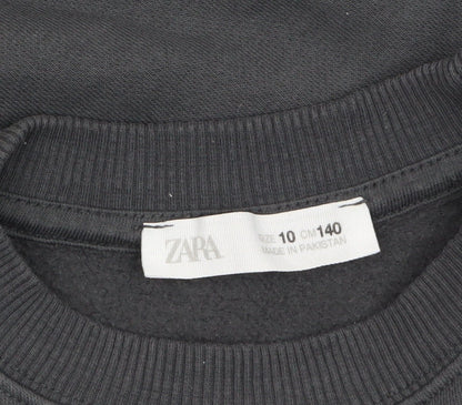 Brand and care label for Zara boys’ black pixel snowing christmas graphic pullover sweatshirt 10 years
