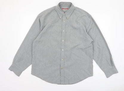 Additional front view of Lee Cooper Men's Grey Check Button-Down Long Sleeve Shirt M
