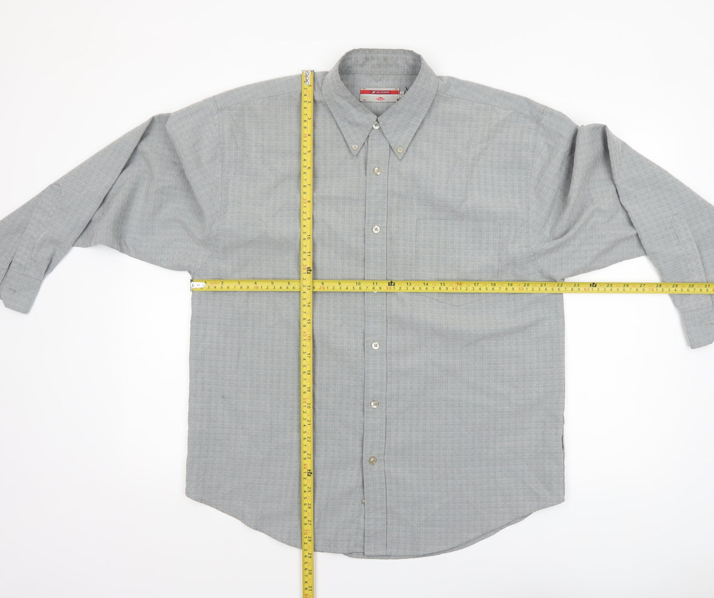Lee Cooper Men's Grey Check Button-Down Long Sleeve Shirt M