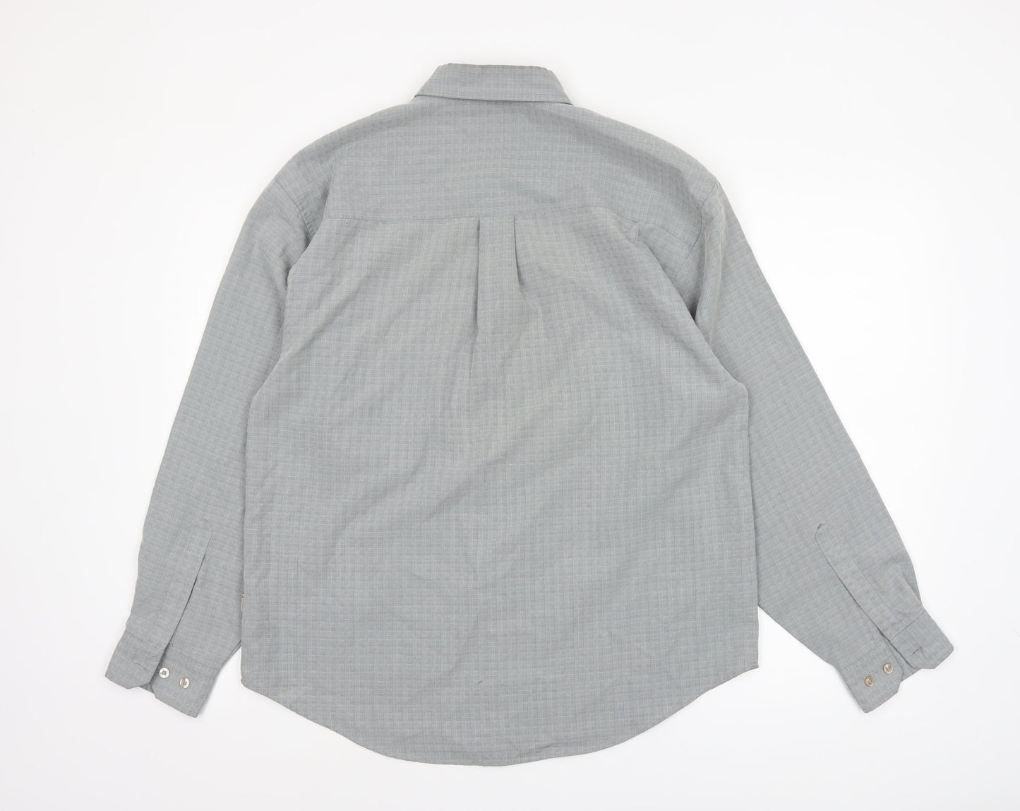 Lee Cooper Men's Grey Check Button-Down Long Sleeve Shirt M