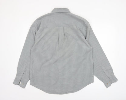 Close-up detail of Lee Cooper Men's Grey Check Button-Down Long Sleeve Shirt M