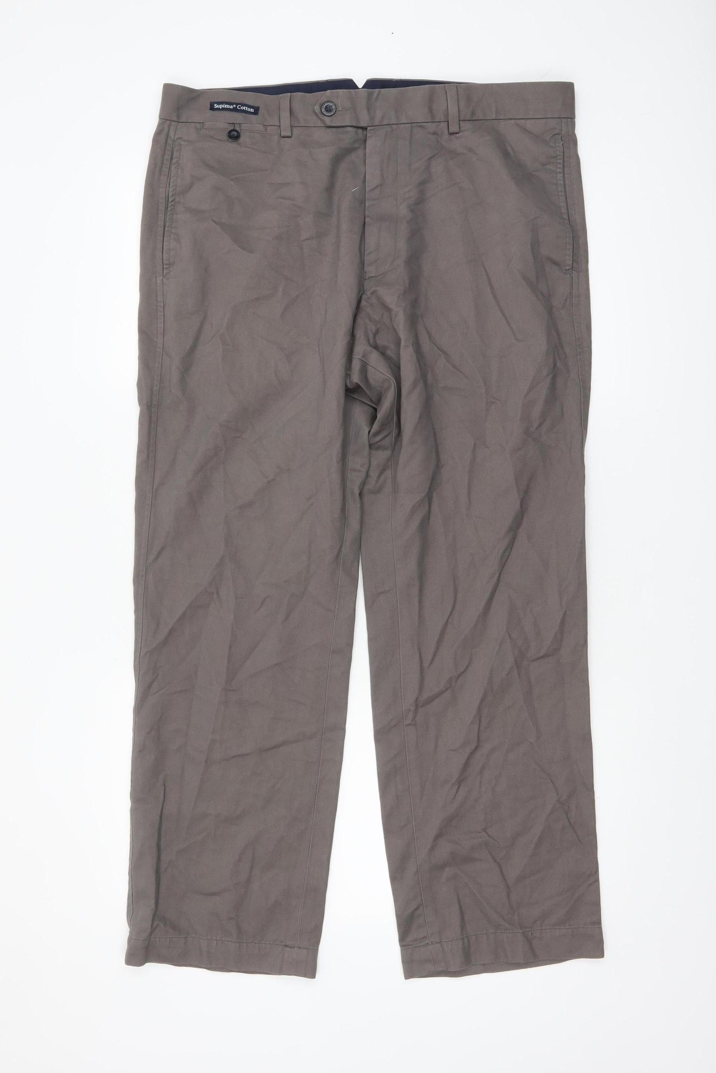 Marks and Spencer Men’s Grey Chino Trousers Size L 36W 29L Cotton Wool Blend