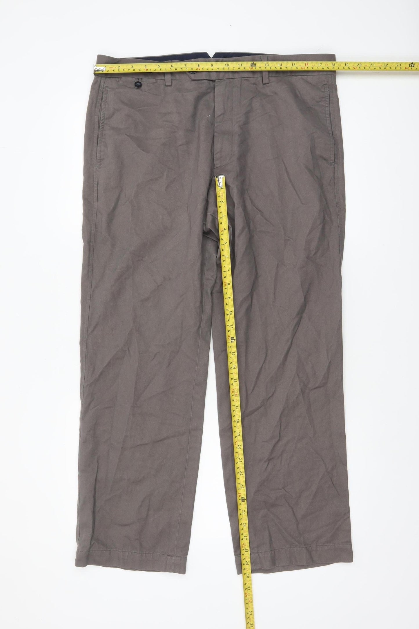 Marks and Spencer Men’s Grey Chino Trousers Size L 36W 29L Cotton Wool Blend