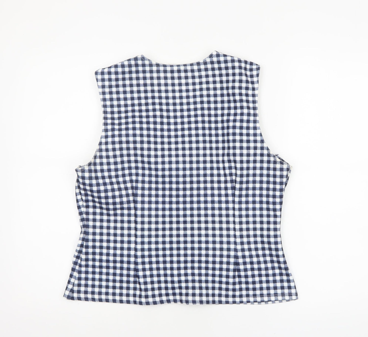 ASOS Women Blue Check Cropped Sleeveless Button Blouse L