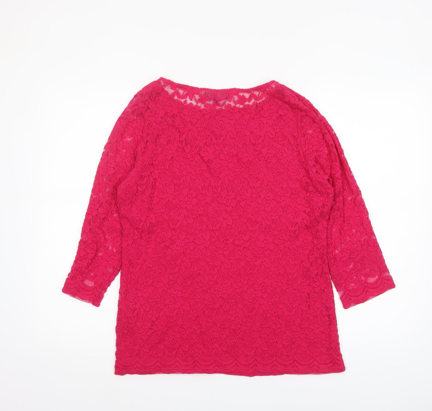 Marks and Spencer Per Una Women’s Pink Lace 3/4 Sleeve Blouse Size 14