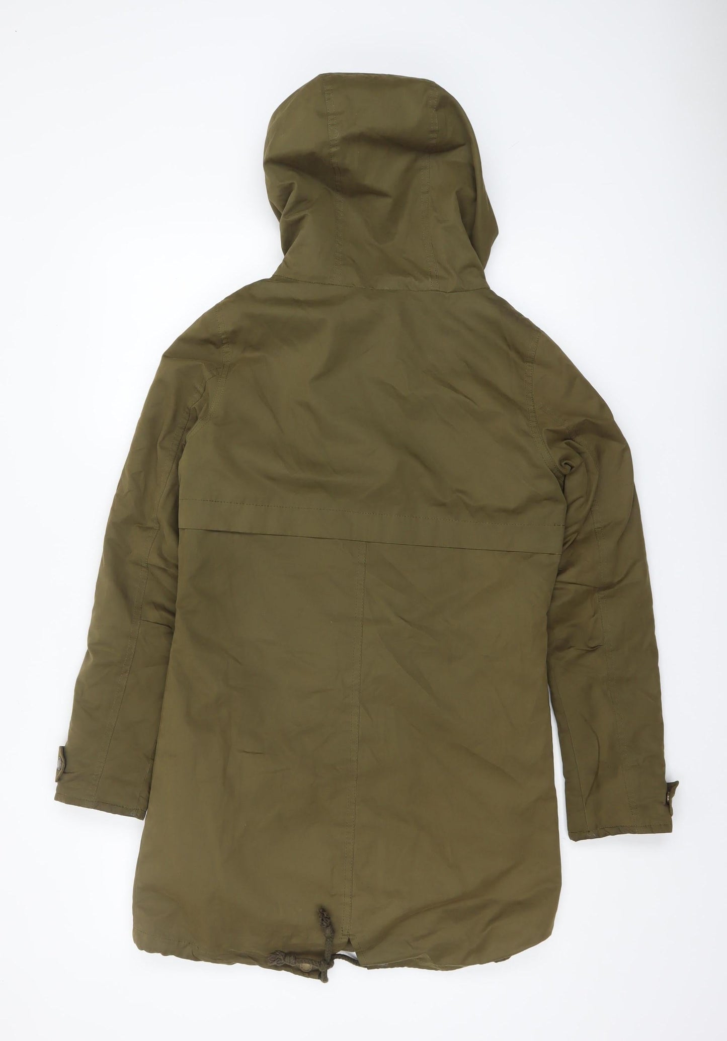 America Today Women's Green Hooded Parka Coat XS Long Lined