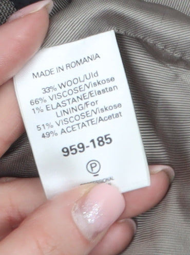 Next Women’s Brown Check Wool Blend Blazer Size 10 Regular Fit
