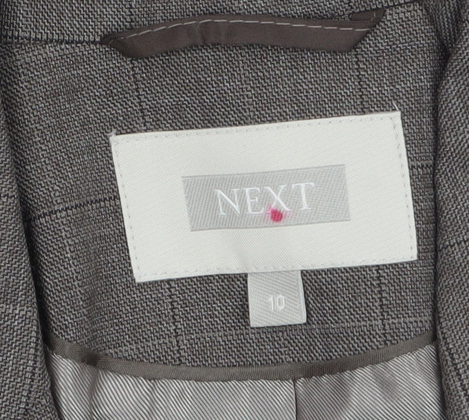 Next Women’s Brown Check Wool Blend Blazer Size 10 Regular Fit