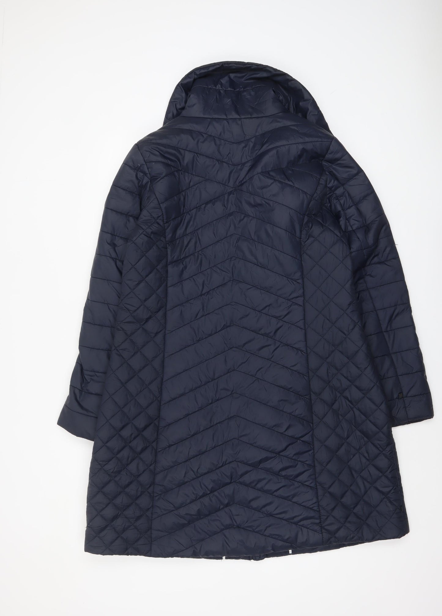 Centigrade Women Blue Quilted Long Coat Size L Water Resistant