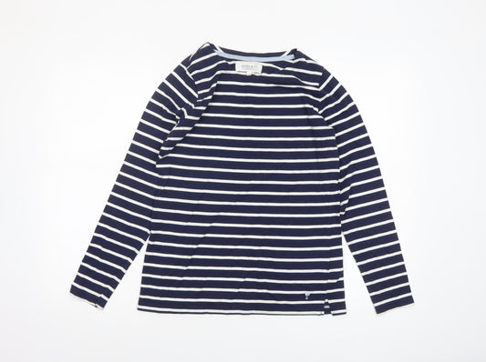Quba & Co Womens Blue White Striped Cotton Long Sleeve Nautical Top Size 10