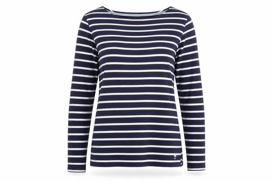 Quba & Co Womens Blue White Striped Cotton Long Sleeve Nautical Top Size 10