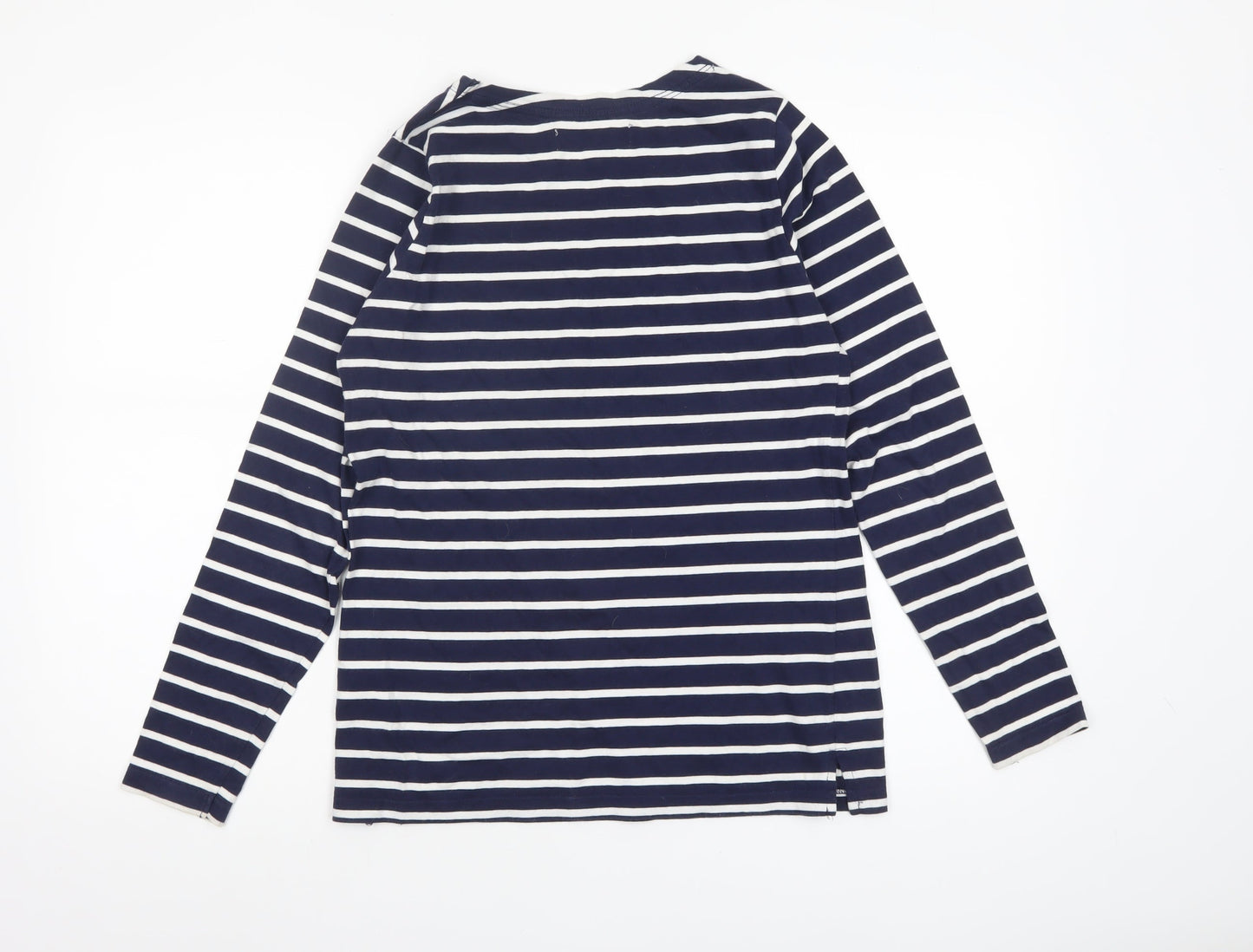 Quba & Co Womens Blue White Striped Cotton Long Sleeve Nautical Top Size 10