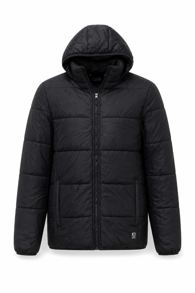 Sondico Men's Black Puffer Jacket Size S Hooded Winter Zip Coat