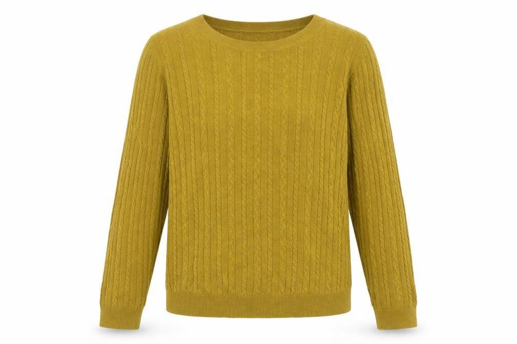 Tu Womens Yellow Cable Knit Crew Neck Jumper Size 12