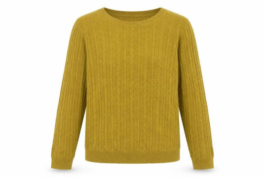 Tu Womens Yellow Cable Knit Crew Neck Jumper Size 12