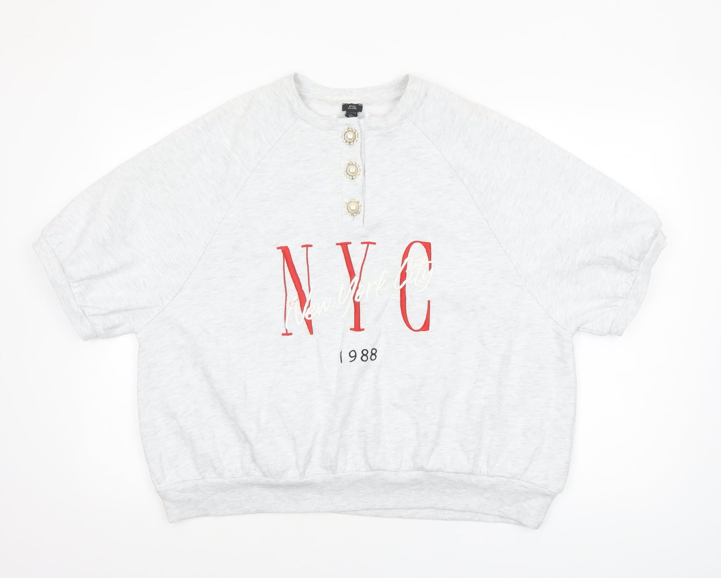 River Island Womens Grey NYC 1988 Relaxed Jersey T-Shirt Size L
