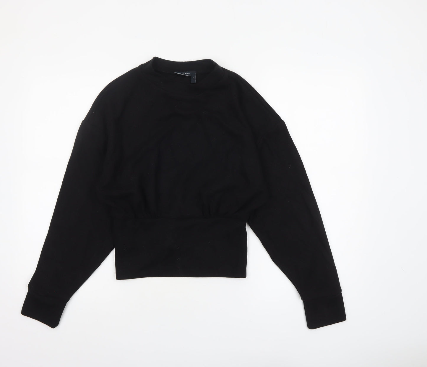 ASOS DESIGN Women's Black Cropped Long Sleeve Crew Neck Top Size S UK 8-10