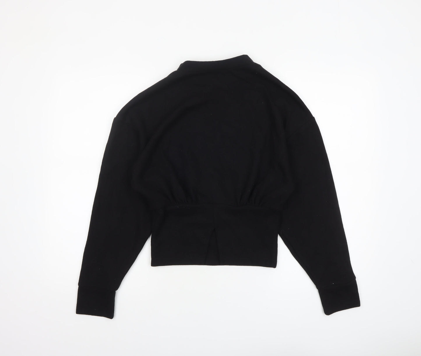 ASOS DESIGN Women's Black Cropped Long Sleeve Crew Neck Top Size S UK 8-10