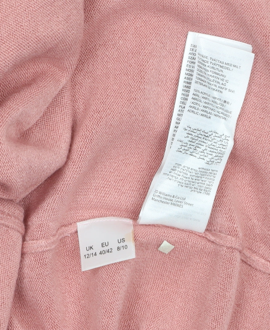 Julipa Women’s Pink Long Sleeve Cardigan Size 12/14 Acrylic Knit