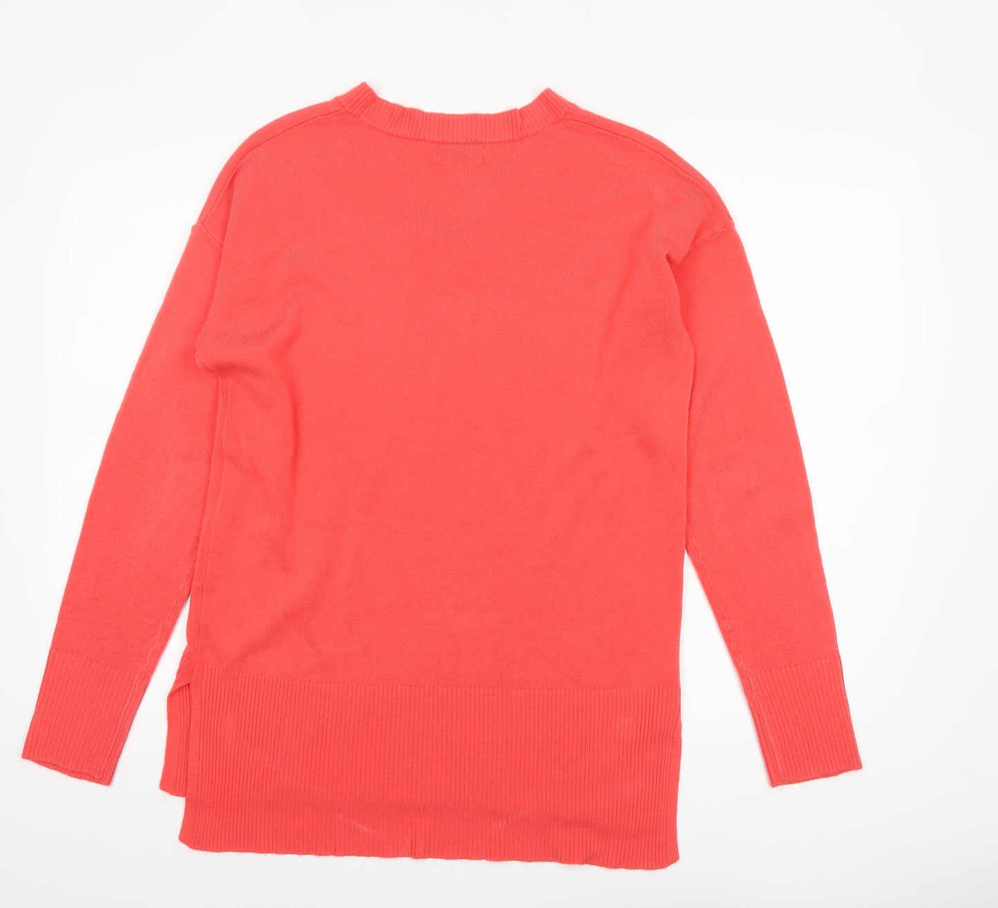 Papaya Women's Red V-Neck Long Sleeve Acrylic Jumper Size 12