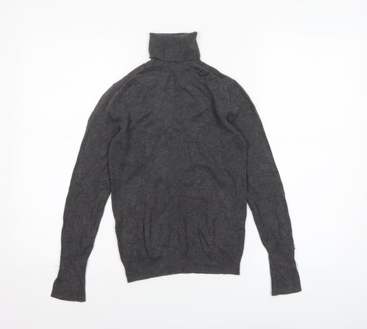 ZARA Women Grey Wool Blend Roll Neck Long Sleeve Jumper Size 12