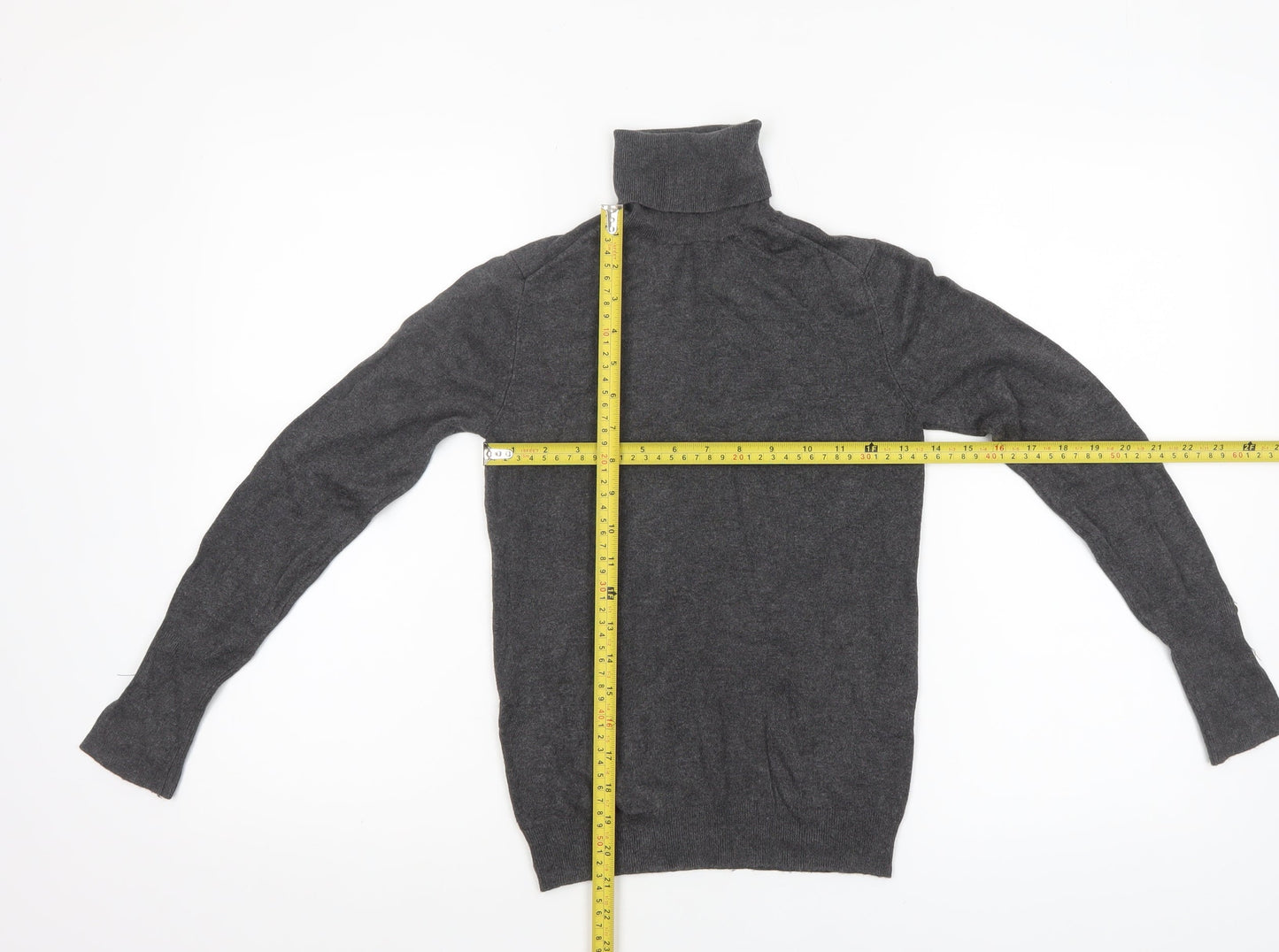 ZARA Women Grey Wool Blend Roll Neck Long Sleeve Jumper Size 12