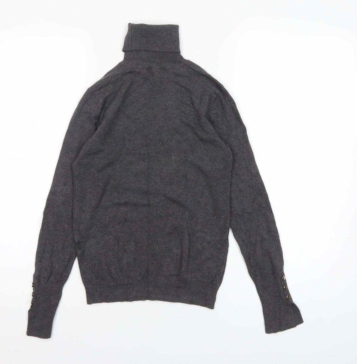 ZARA Women Grey Wool Blend Roll Neck Long Sleeve Jumper Size 12