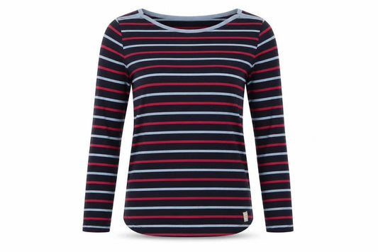 FatFace Women Blue Striped Long Sleeve Cotton Breton T-Shirt UK 8