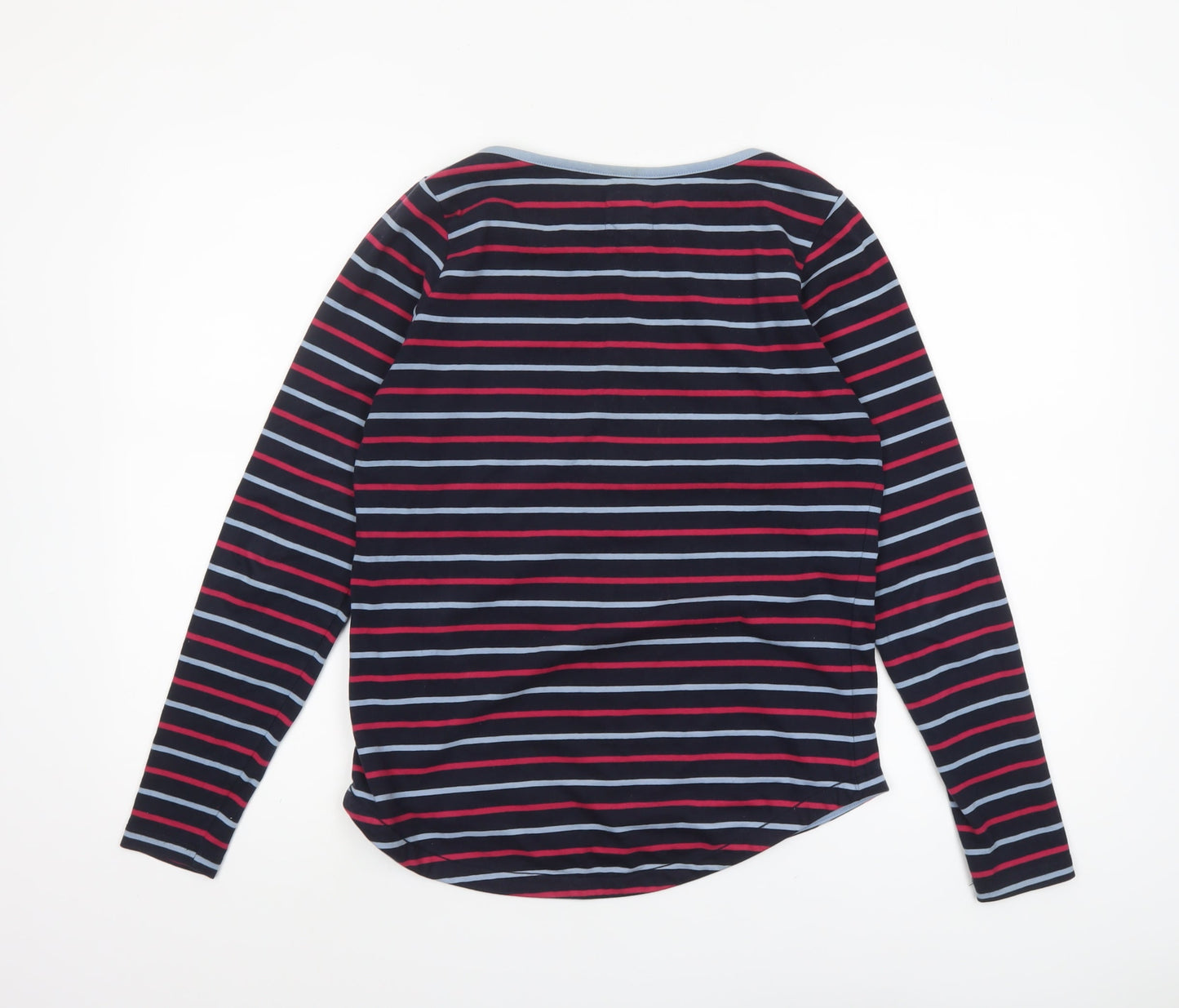 Fat Face Women Blue Striped Long Sleeve Cotton Breton T-Shirt UK 8