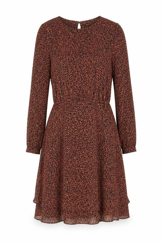 Oasis Women Brown Animal Print A-Line Belted Dress UK 8