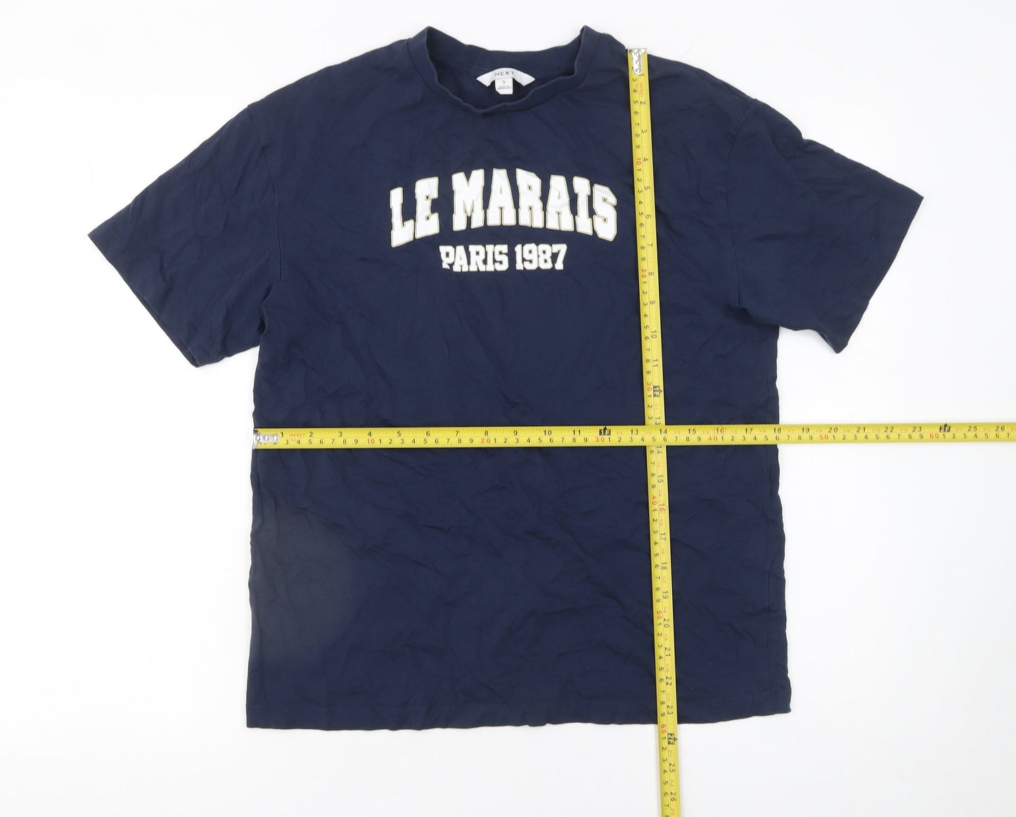 Next Women Blue Le Marais Paris 1987 Cotton T-Shirt Size S