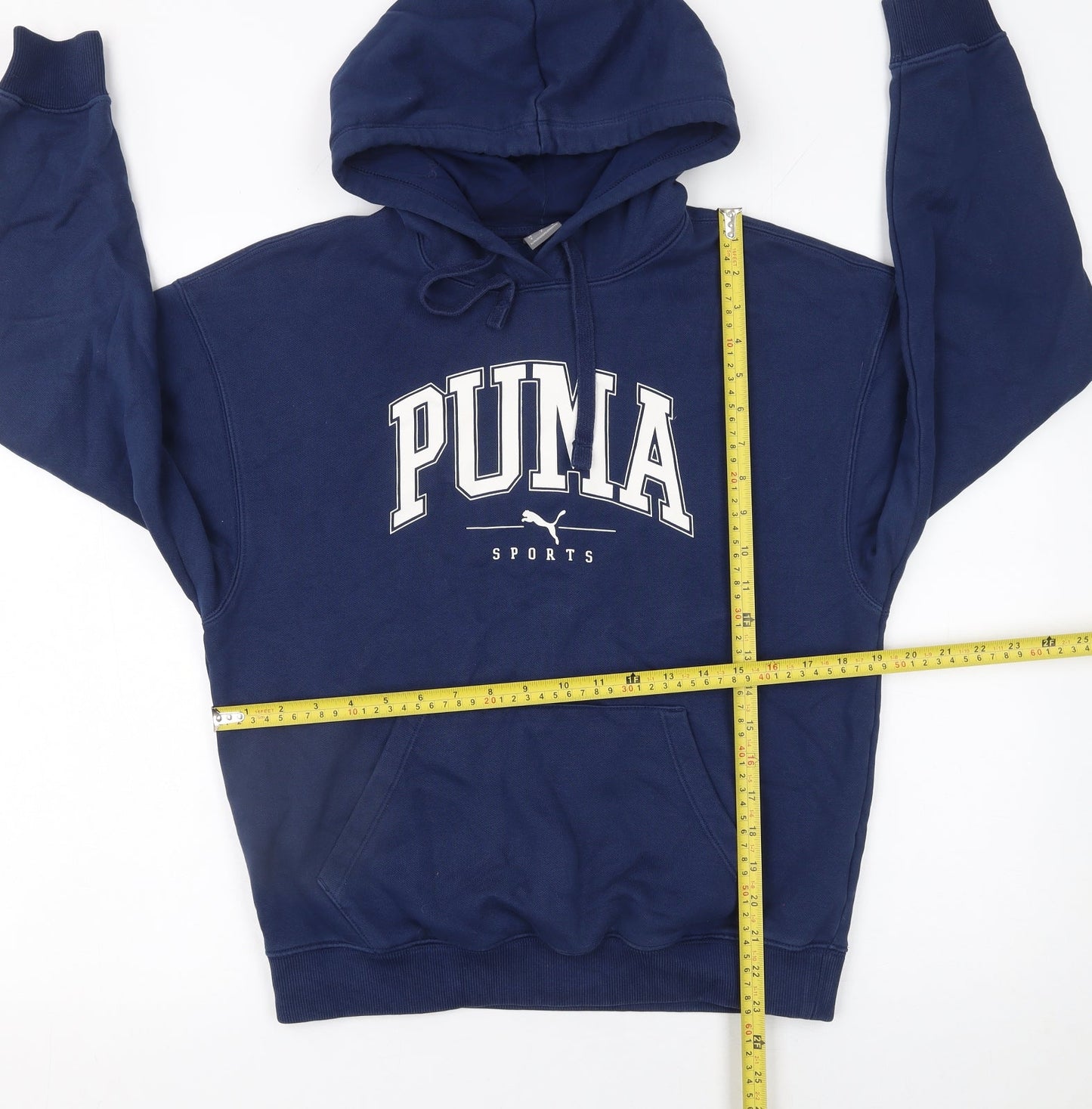 PUMA Womens Blue Pullover Hoodie Size 10 Cotton Blend Sportswear