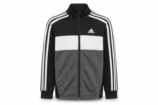 Adidas Boys Black Track Jacket 7-8 Years Full Zip Colourblock Sportswear