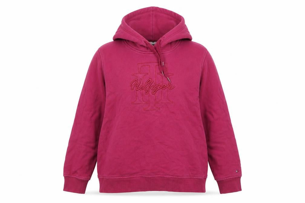 Tommy Hilfiger Womens Burgundy Hoodie Medium Cotton Logo Pullover
