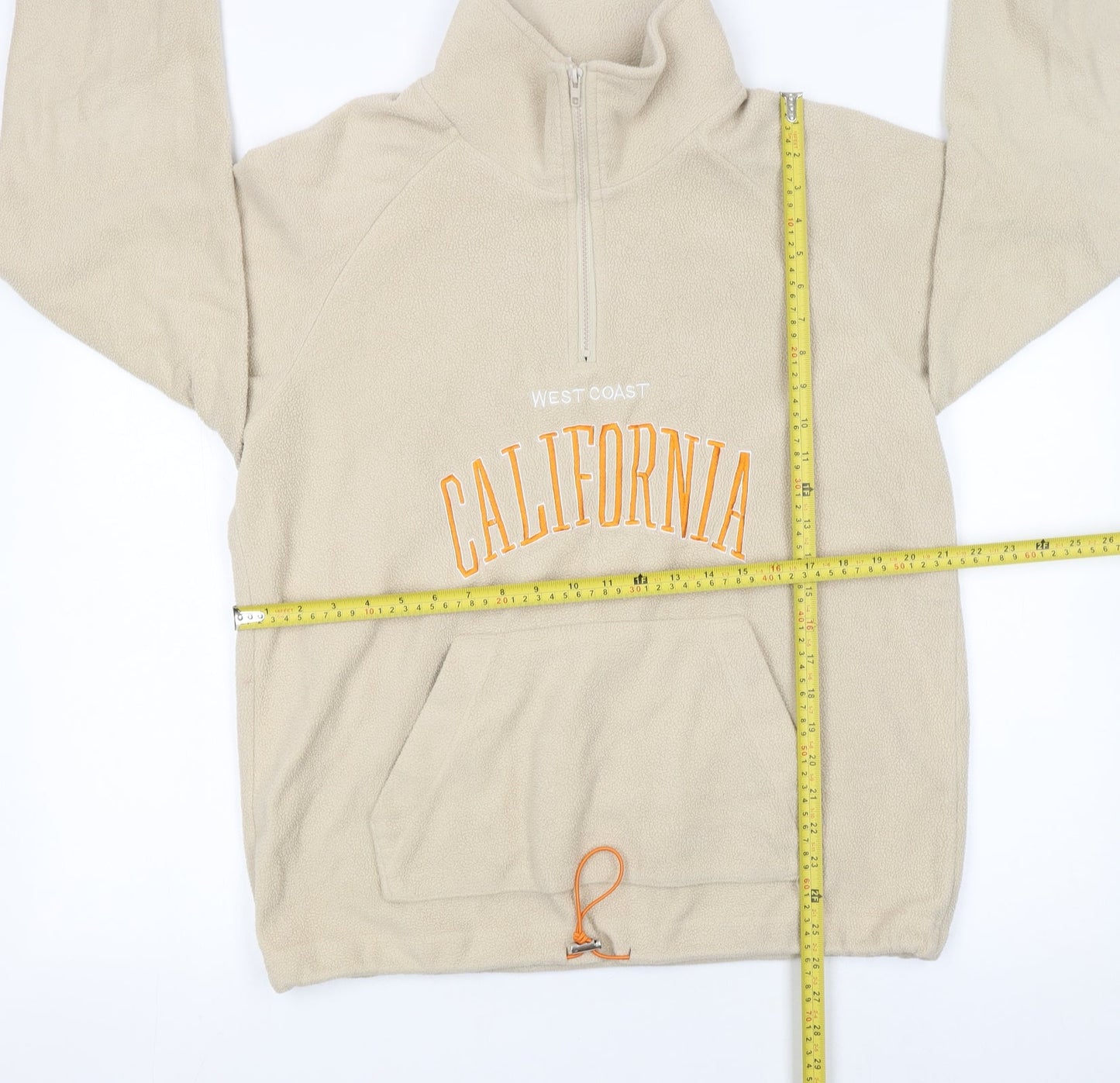BoohooMAN Men’s Beige Fleece Quarter Zip California Sweatshirt Size M