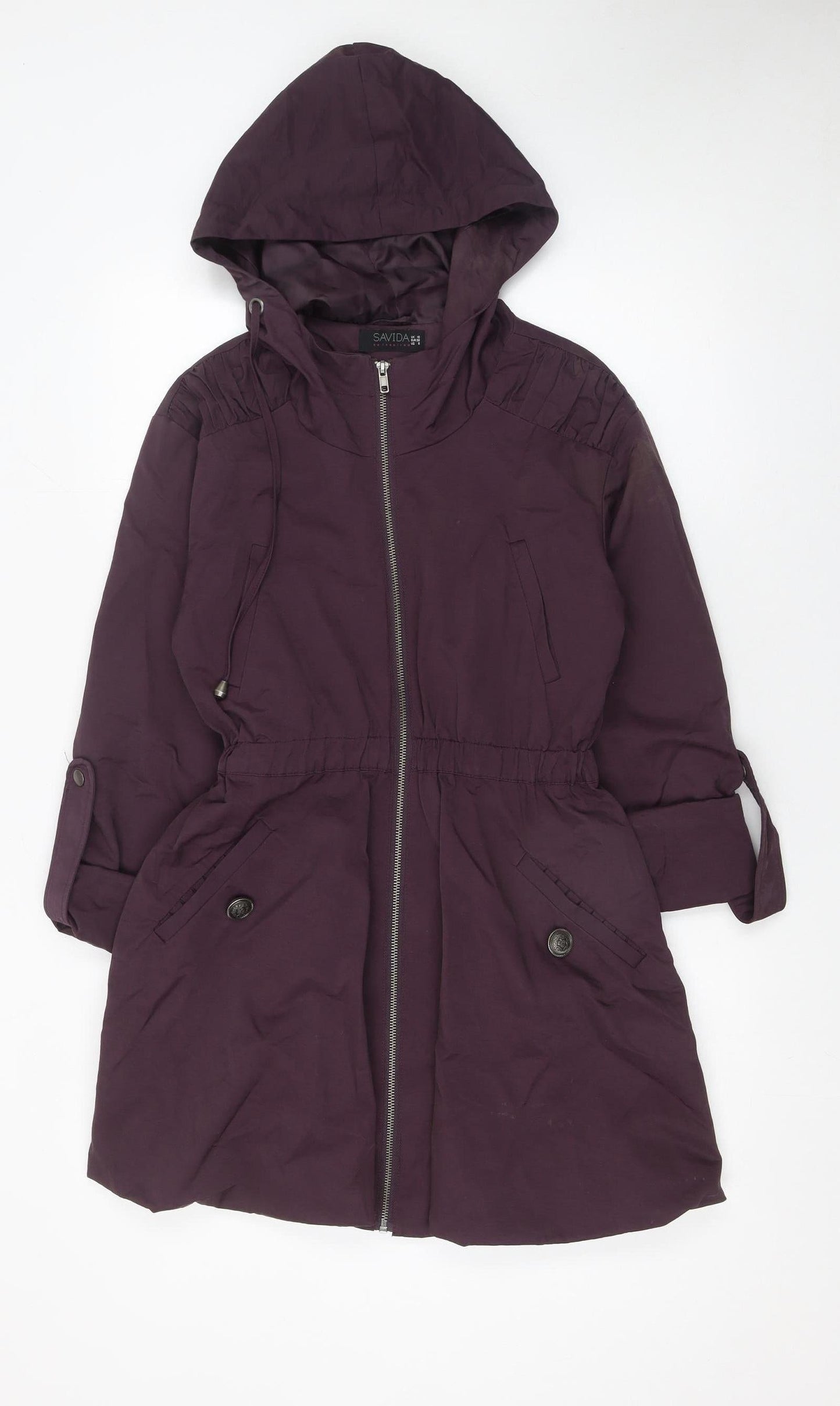Savida Women's Purple Hooded Mid-Length Parka Coat Size 10
