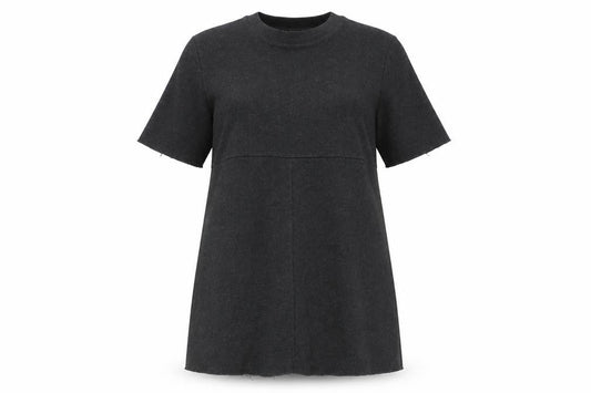 Zara Women Grey T-Shirt Dress L Short Sleeve Knit Casual