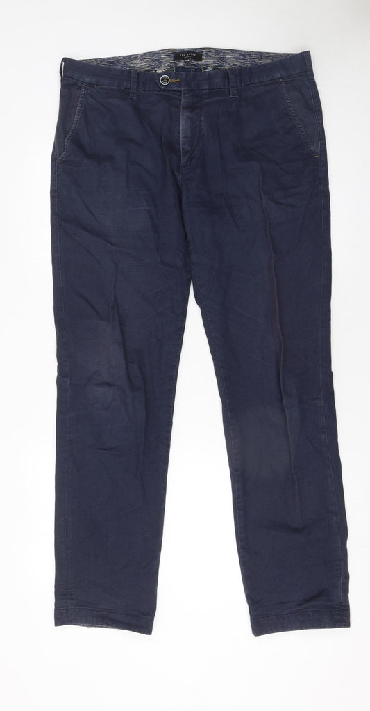 Ted Baker Men’s Blue 34R Chino Trousers Cotton Stretch Smart Casual