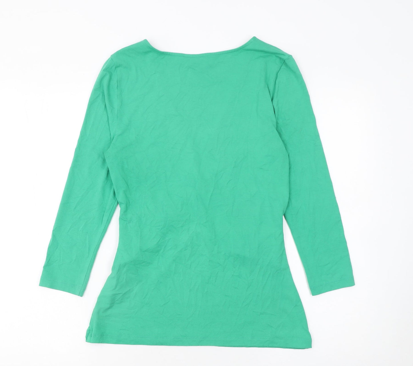 Sosandar Women’s Green Wrap Jersey 3/4 Sleeve Blouse UK 12